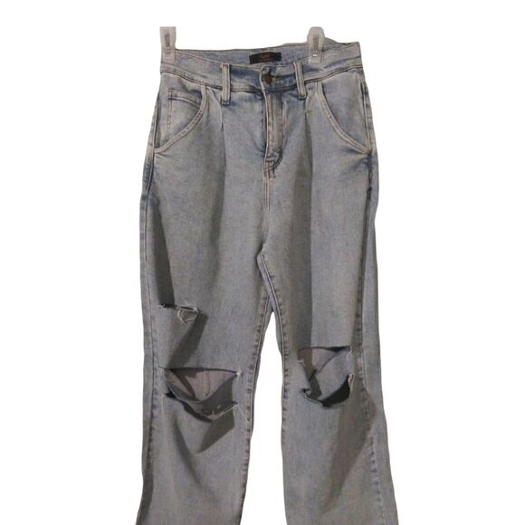 High waisted 90s style jeans with ankle ties - Picture 1 of 12